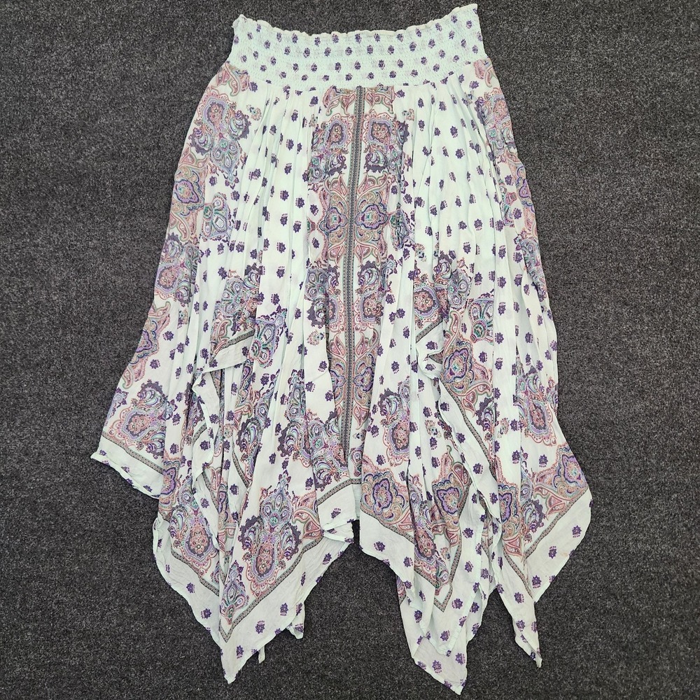 Free People Women Large Fly Away Handkerchief Hem Assymetrical Skirt Summer Boho
